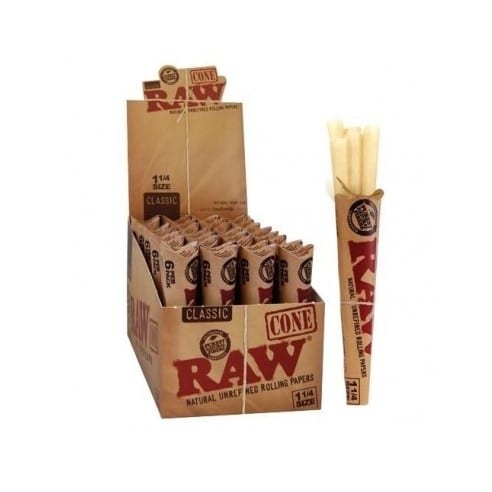 RAW Classic Cones 1 1/4-6 Cones Per Pack Roll Papers *USA Shipped*