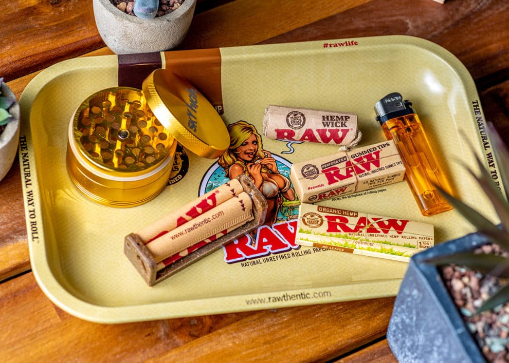 RAW Rolling Tray Girl by Rockin' Jelly Bean Smoke Cargo