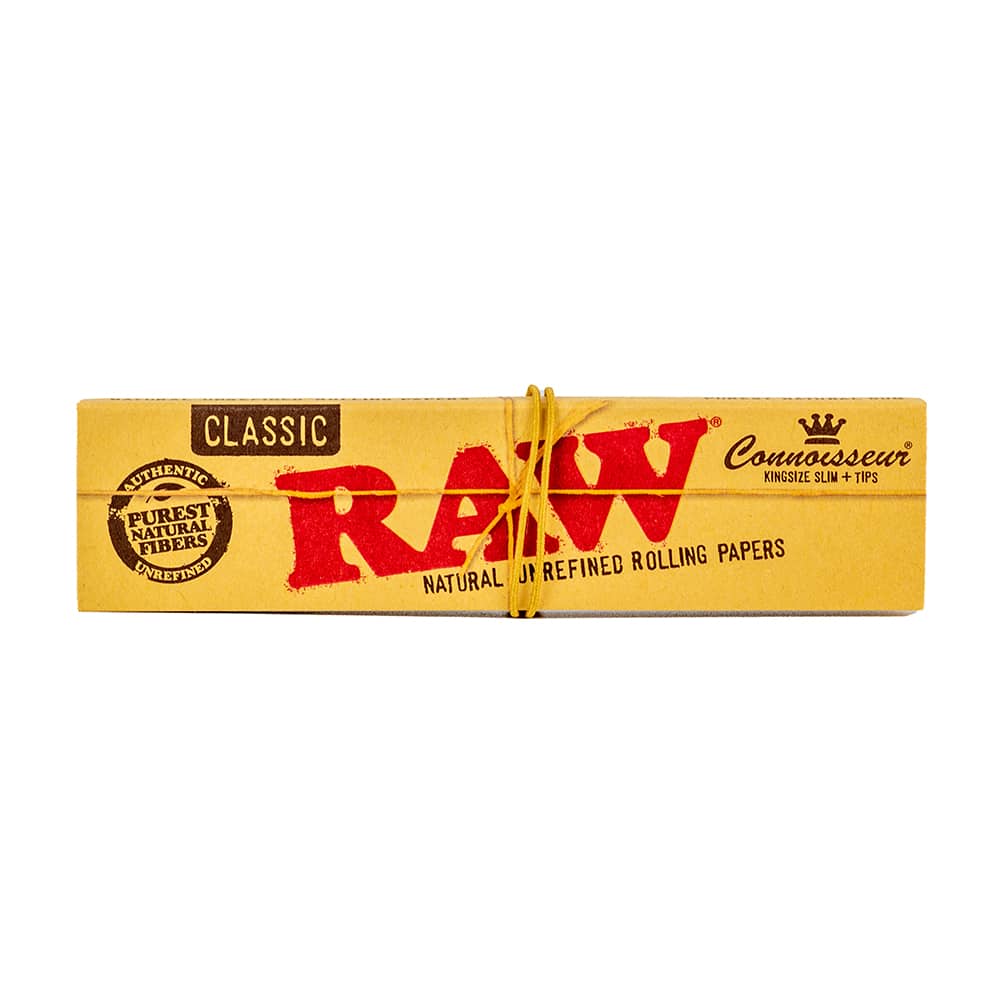 RAW Metal TRAY Classic both Organic Hemp Single Wide Rolling Papers Combo 